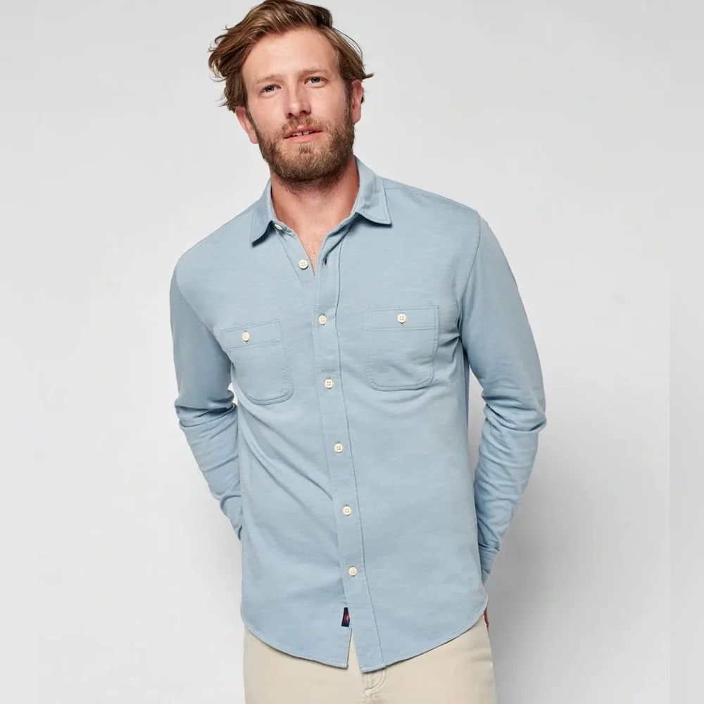 Faherty || Knit Seasons Shirt Long Sleeved Blue Cove XL